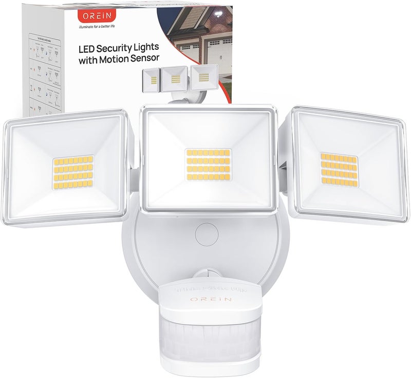 OREiN 10000LM Super Bright LED Flood Light Outdoor, Hardwired Motion Sensor Floodlight, 180°/75FT Detection, 4 Lighting Modes, IP65 Waterproof, Covers 8,000 sq.ft, Patio, Driveway, Backyard, Garage - Image 1